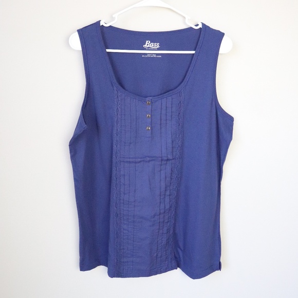 Bass Tops - NEW Bass & Co Heritage Knits Blue Sleeveless Tank